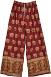 Ethnic Beauty Straight Rayon Pants with Folk Print