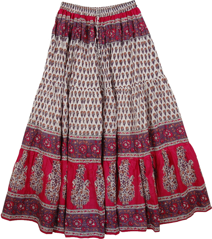 Pink Lady Cotton Long Boho Skirt Clothing