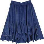 Egyptian Blue Flared Gore Western Rayon Skirt