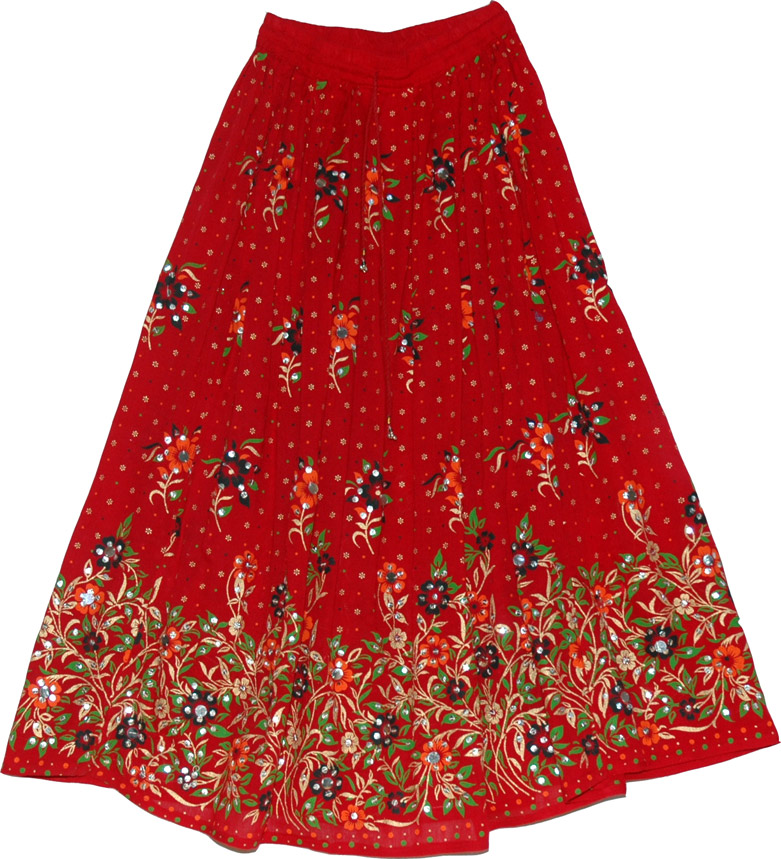 Wedding princess festive long skirt, Red Milano Sequin Skirt