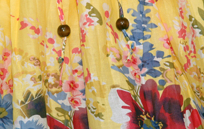 Colorful Yellow Maxi Dress Smock Skirt detail