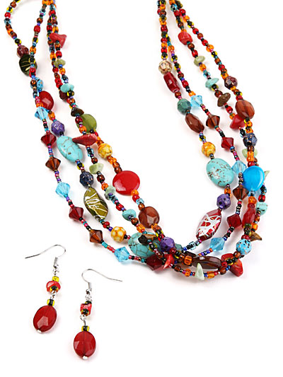 Gypsy Costume Jewelry on Multistrand Beaded Jewelry Necklace  Multicolor Beaded Costume Jewelry