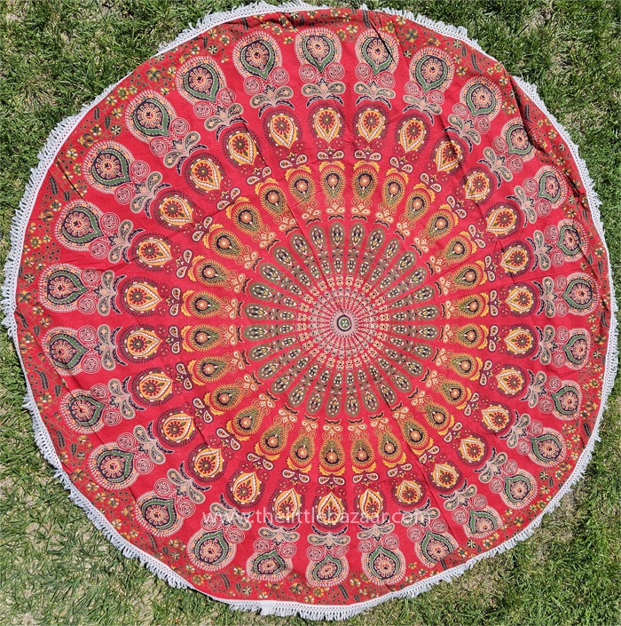 Red Ray Hippie Wall Tapestry Picnic Throw