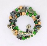 Green Galaxy Beaded Spiral Wrap Bracelet