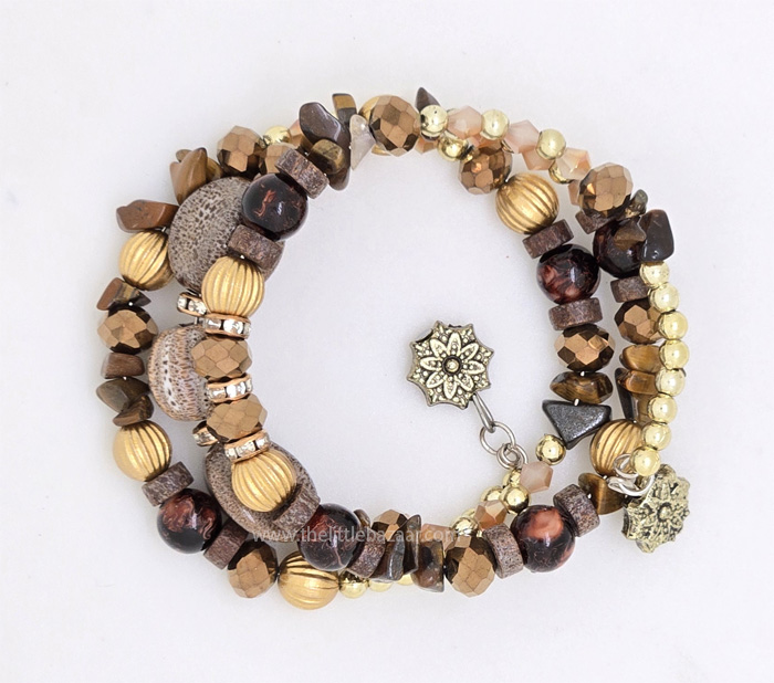 Brown Earth Beaded Coiled Wrap Bracelet