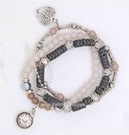 Set of Grey white beaded bracelets [4518]