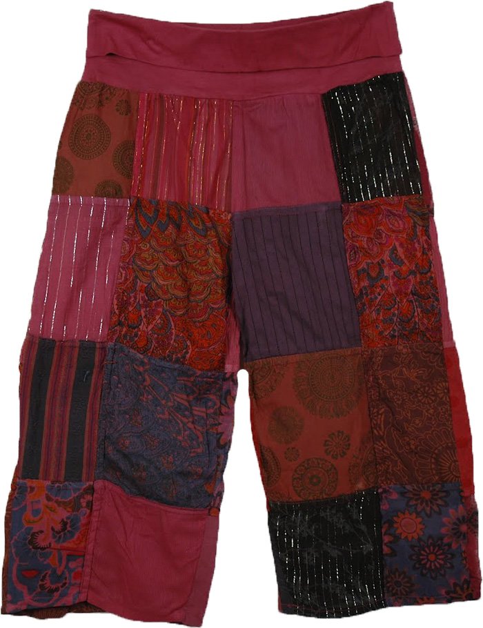 Cotton Yoga Waist Patchwork Capri Short Pants