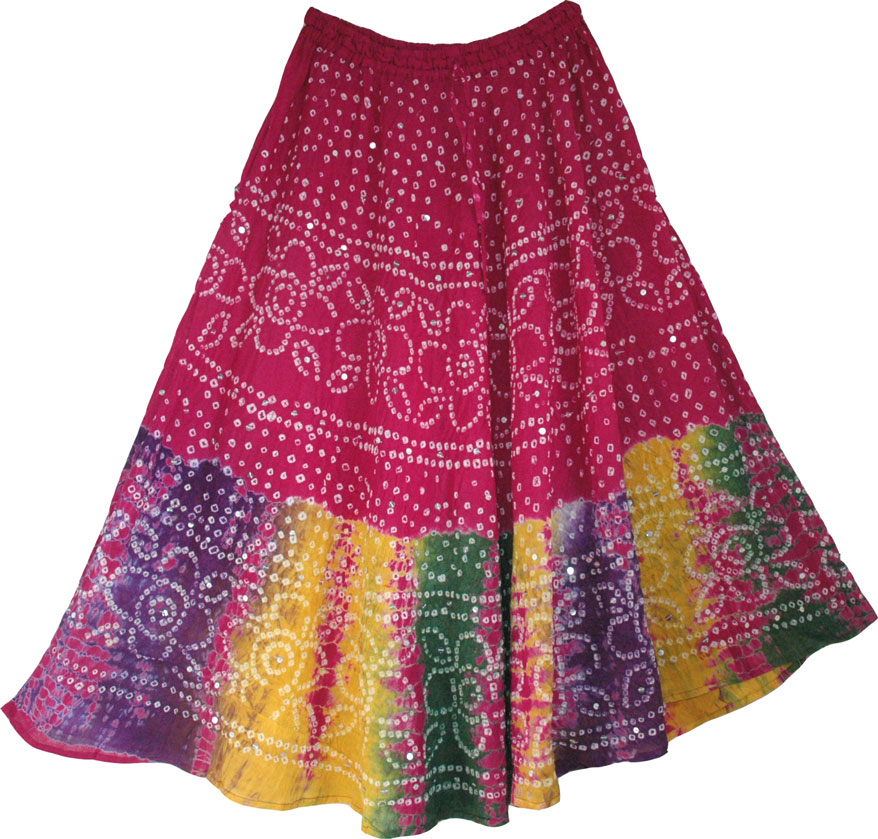 Maroon Flush Ethnic Indian Cotton Skirt | Sequin-Skirts