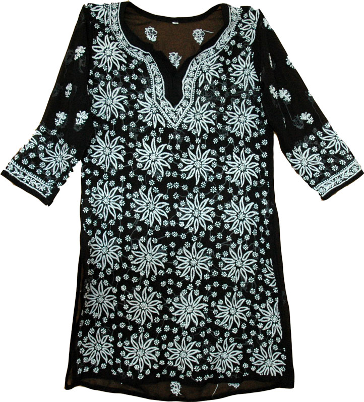 Black White Tunic Top Summer Shirt