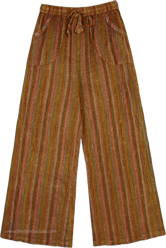 Spice Box Striped Cotton Straight Leg Pants