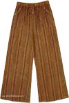 Elastic Drawstring Waist Vertical Stripes Cotton Beach Trousers  [1753]