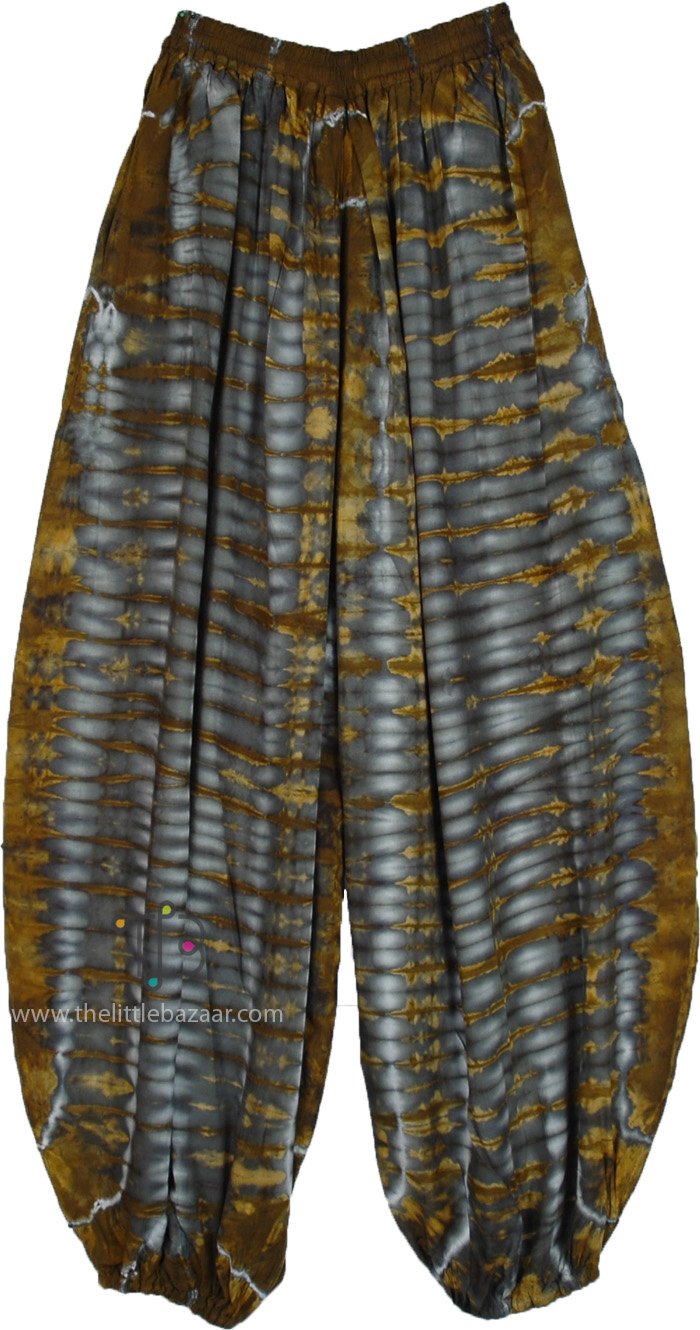 Smoky Grey and Mustard Tie-Dye Pants