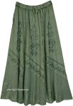 Western Style Green Renfaire Skirt with Embroidery [1795]