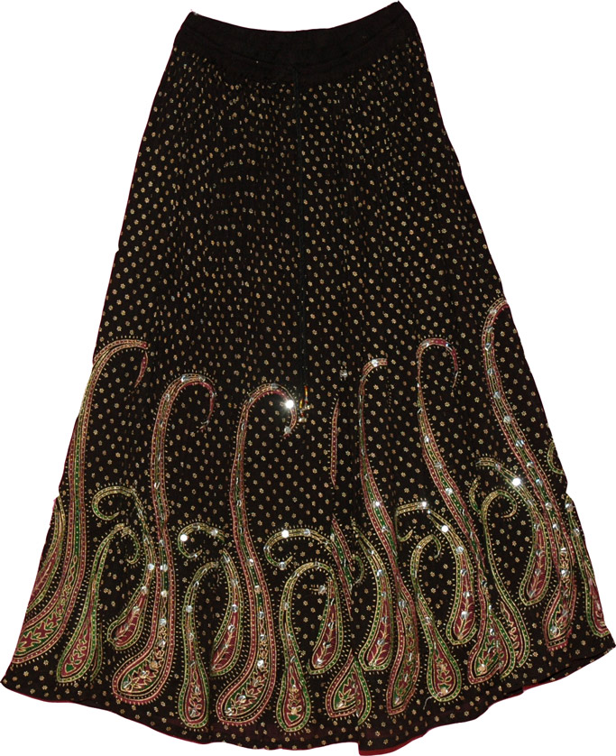 Dancing Long Black Sequin Skirt