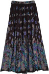 indigo Floral Tribal Rayon Long Skirt