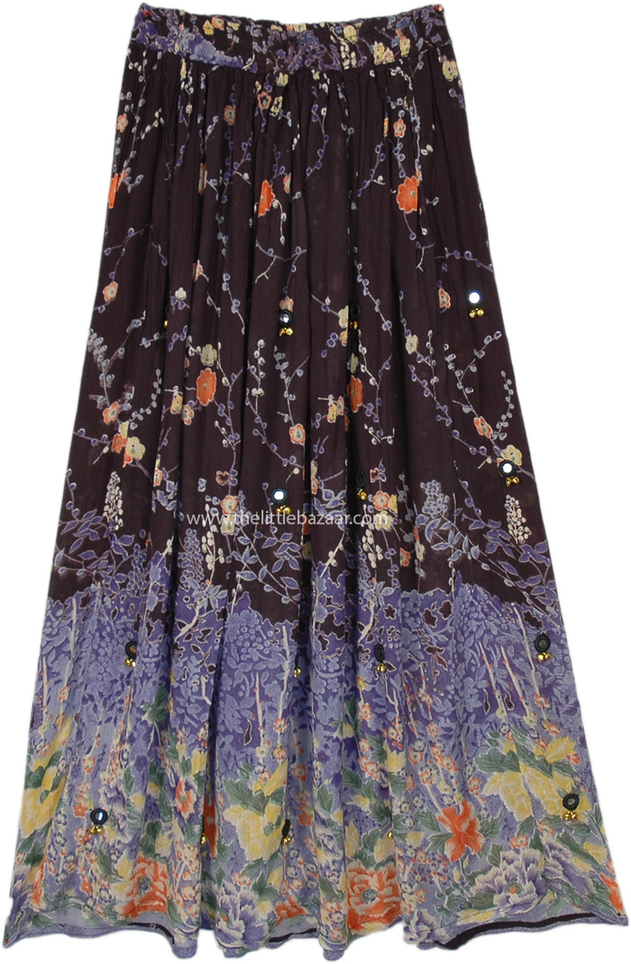 indigo Garden Festival Rayon Long Skirt