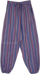 Cotton Striped Hippie Pants with Elastic Waist and Pockets [2332]