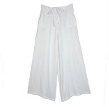 Wide Leg Washed White Summer Comfort Pants [2345]