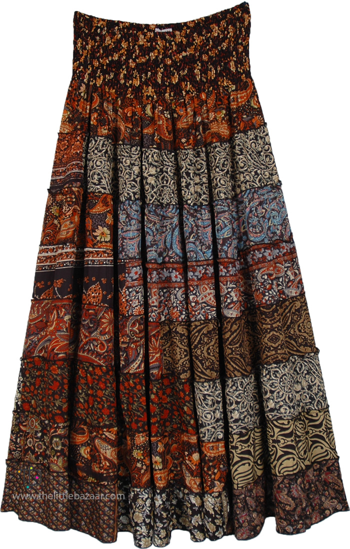 Paisley Boho Smocked Convertible Maxi Skirt Dress