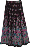 Purple Floral Festival Rayon Long Skirt