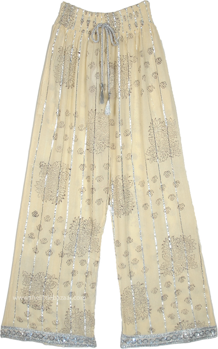 Starlit Beige Boho Cotton Pants