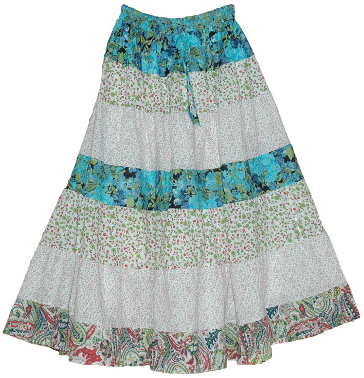 Serene Flowers Summer Cotton Long Skirt | Clothing