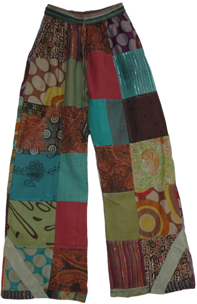 Green Amber Patchwork Lounge Pants | Clothing | patchwork,40L, Split ...