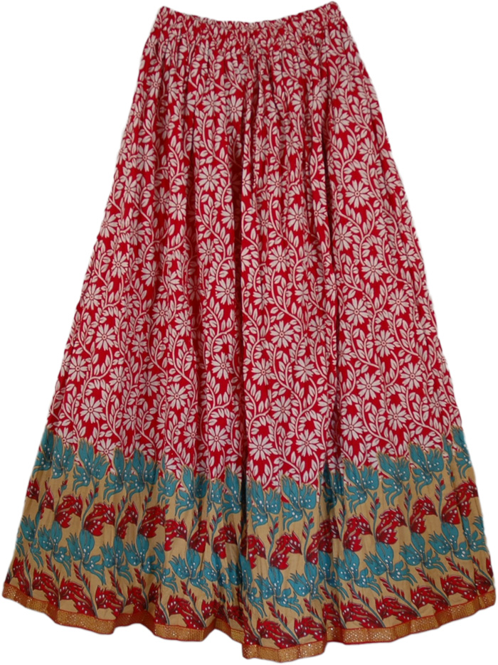 Red Sugar Cotton Long Skirt | Clearance | Sale|18.99|