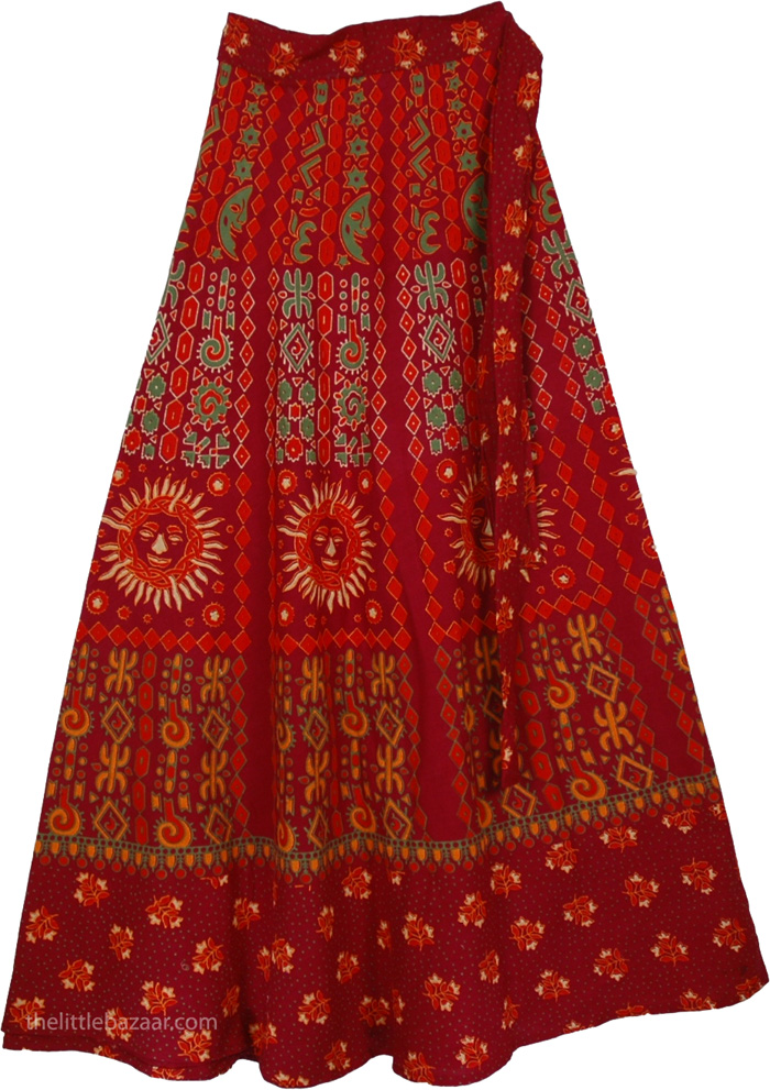 Green Pattern Wrap Long Skirt - Clothing - Sale on bags, skirts ...