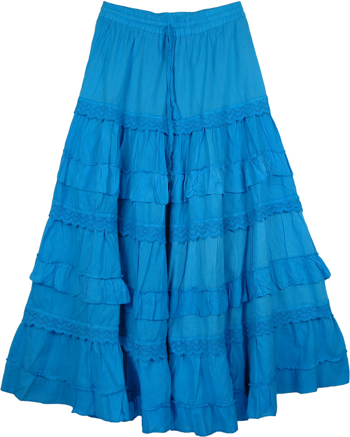 Blue Cotton Long Summer Skirt - Clothing - Sale on bags, skirts ...