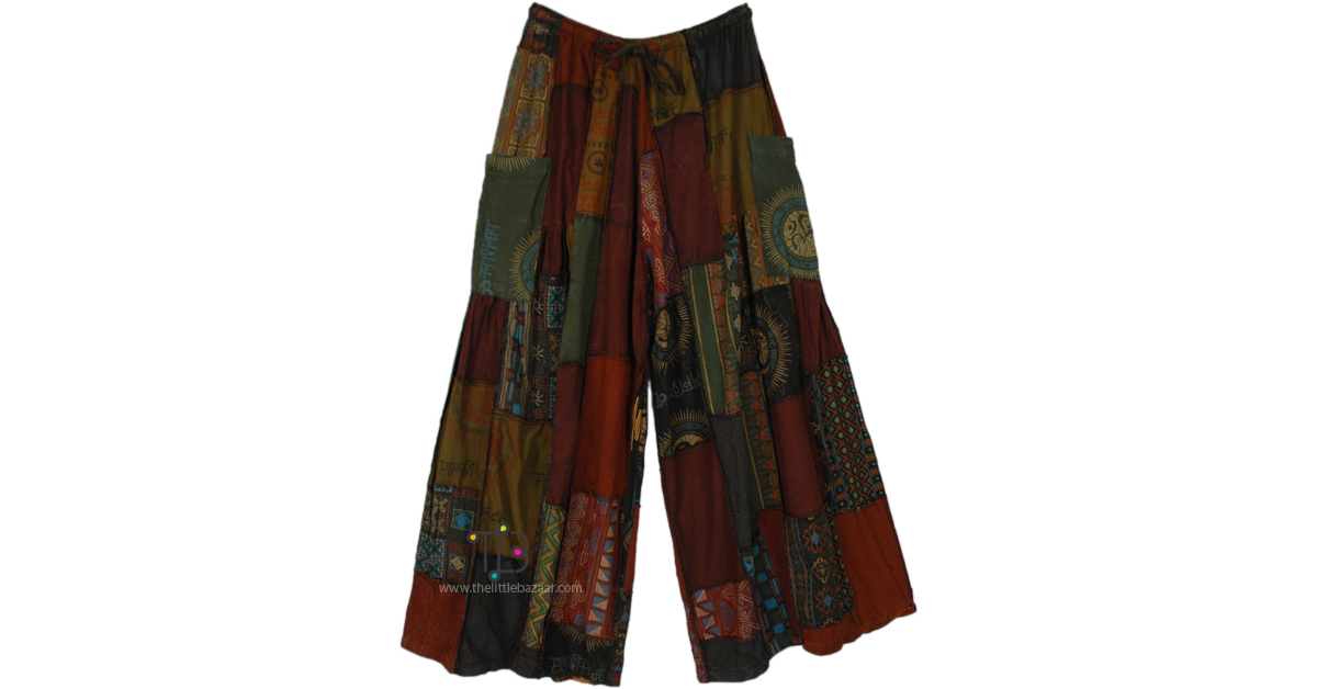 Profuse Patchwork Wide Leg Bohemian Pants | Multicoloured | Split ...