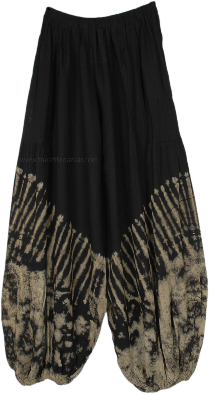 Ivory Flames Black Tie Dye Harem Pants