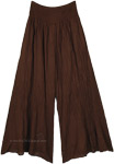 Dark Brown Cotton Palazzo Pants with Pockets