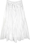 White Tiered Midi Cotton Skirt [3771]