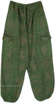 Green Lounge Trousers with Elastic Drawstring Waist  [3855]