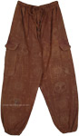 Brown Lounge Trousers with Elastic Drawstring Waist  [3856]