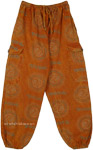 Orange Lounge Trousers with Elastic Drawstring Waist  [3857]