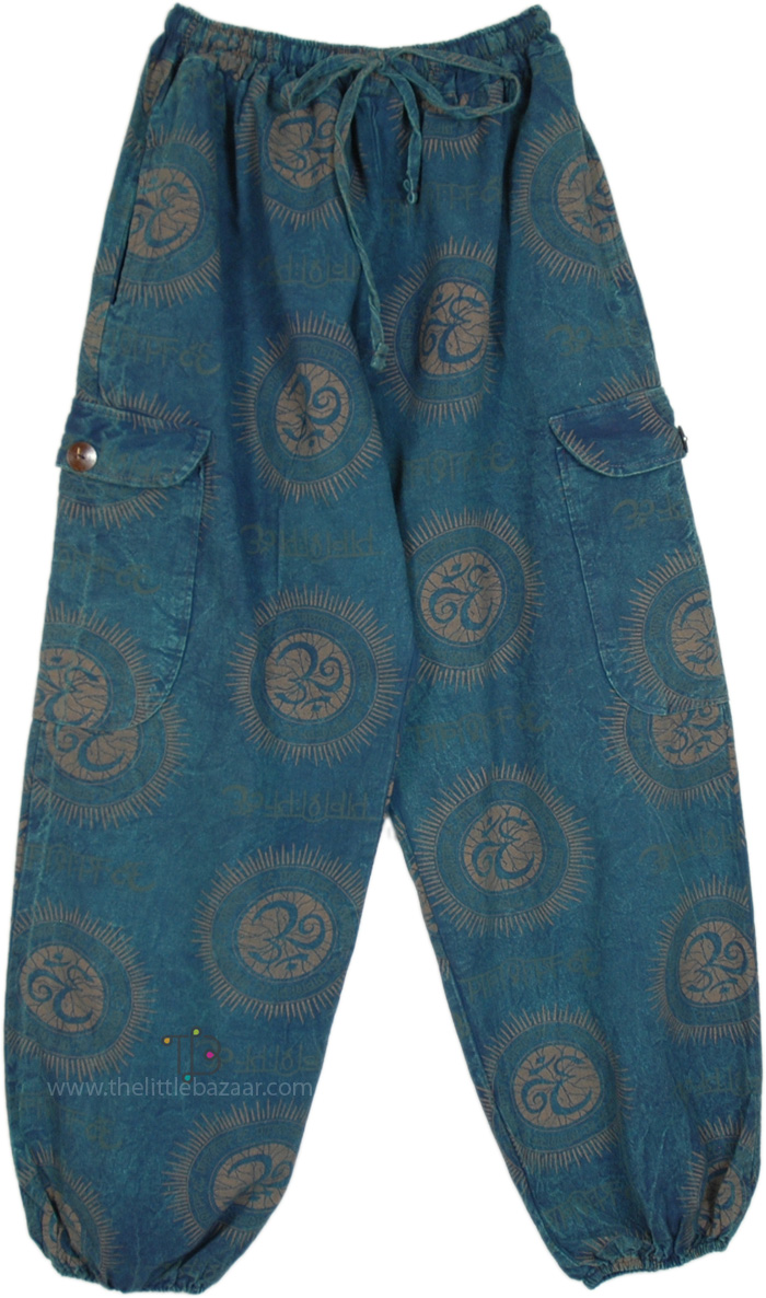 Free Spirit Bohemian Teal Harem Cotton Pants