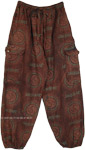 Dark Brown Lounge Trousers with Elastic Drawstring Waist  [3861]