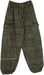 Green Lounge Trousers with Elastic Drawstring Waist  [3862]