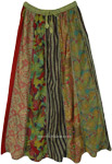 Long Vertical Panels Floral Patchwork Skirt [3863]