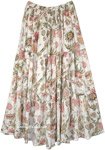 Crinkled Cotton Floral Printed Knee Length Skirt [3868]