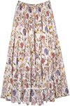 Crinkled Cotton Floral Printed Knee Length Skirt [3870]