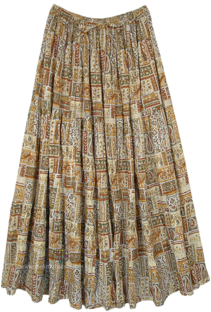 inca Brown Cotton Long Skirt