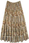 Crinkled Cotton Floral Printed Long Skirt [3871]