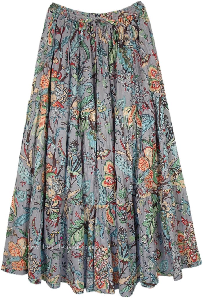 Grey Garden Long Cotton Panel Skirt