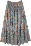 Crinkled Cotton Floral Printed Knee Length Skirt [3872]