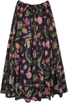 Crinkled Cotton Floral Printed Knee Length Skirt [3874]