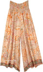 Orange Yellow Floral Pants with Flare [3879]