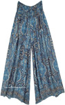 Blue Floral Pants with Flare [3880]